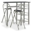 Table Haute Et Bar * | Grosses Soldes Fimei Ensemble De Bar Avec Etageres 3 Pcs Bois Et Acier Noir