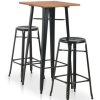 Table Haute Et Bar * | Budget True Deal Mobilier De Bar 3 Pcs Acier Noir