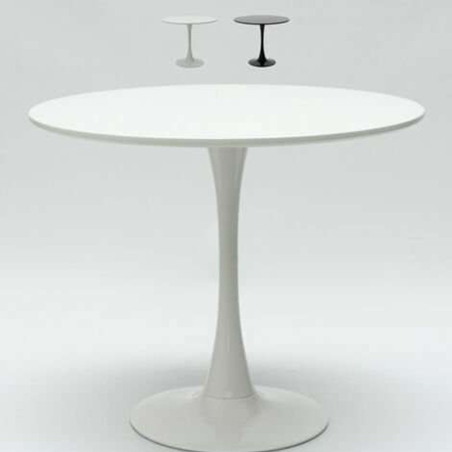 Table Haute Et Bar * | Le Moins Cher Ahd Amazing Home Design Table Ronde Tulipe Noire Et Blanche Pour Chaises De Bar Et Salon 80Cm Tulipan | Couleur: Blanc