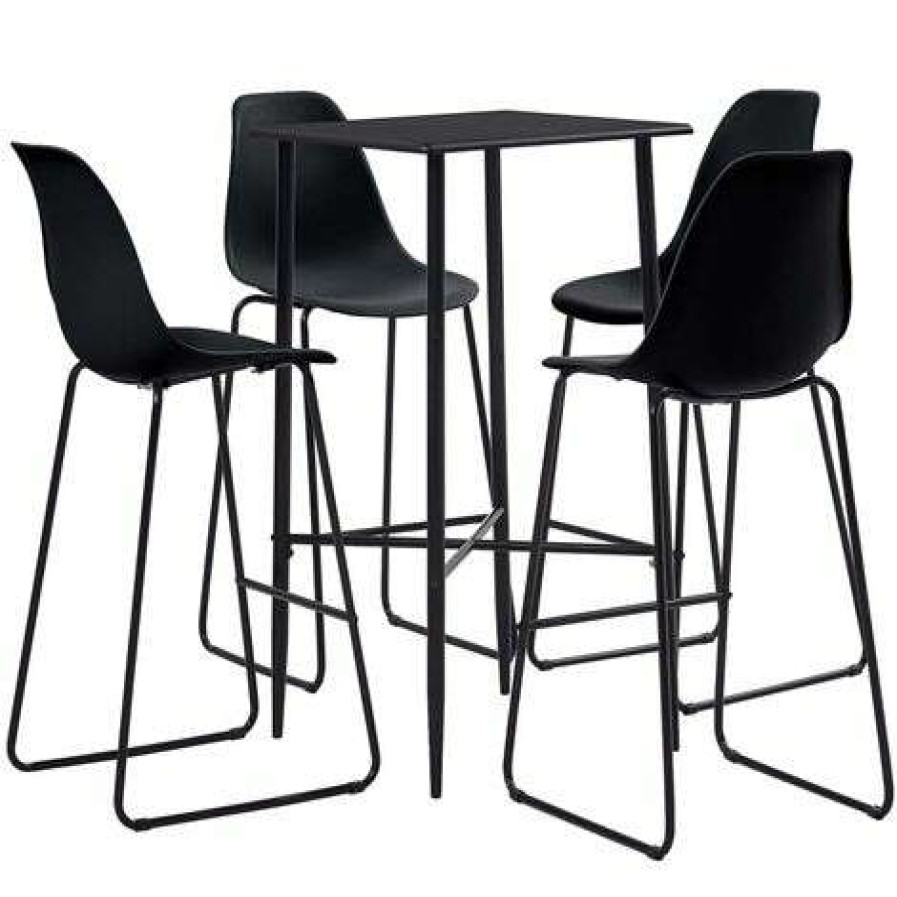 Table Haute Et Bar * | Budget True Deal Ensemble De Bar 5 Pcs Plastique Noir