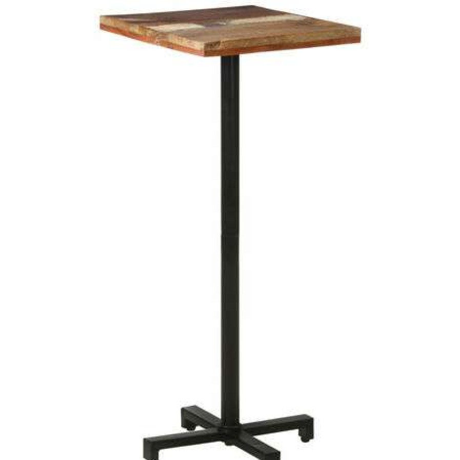 Table Haute Et Bar * | Grosses Soldes Asupermall Table De Bistro Carree 50X50X110 Cm Bois De Recuperation Massif