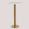 Table Haute Et Bar * | Sortie Table Haute Carree Marbre (60 60 Cm) Chack Metallique Sklum Marbre Dore Dore Blanc