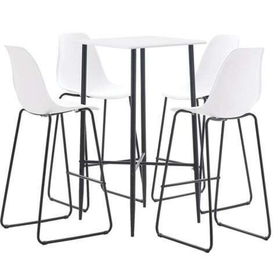 Table Haute Et Bar * | Sortie Asupermall Ensemble De Bar 5 Pcs Plastique Blanc