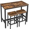 Table Haute Et Bar * | Promo Vasagle Lot Table Et Chaises De Bar, Table Haute Avec 2 Tabourets De Style Industriel, Pour Cuisine, Salle A Manger, Salon, Marron Rustique Par Songmics Lbt15X Marron Rustique