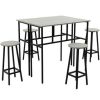 Table Haute Et Bar * | Les Meilleures Critiques De Homcom Ensemble Table De Bar Style Industriel 6 Pieces 2 Tables, 4 Tabourets Acier Noir Panneaux Particules Aspect Bois Gris Gris