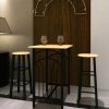 Table Haute Et Bar * | Meilleure Vente Hommoo Lot D'Une Table Haute De Bar Avec 2 Tabourets Phoenix Hdv08025