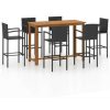 Table Haute Et Bar * | Top 10 Topdeal Ensemble De Bar De Jardin 7 Pcs Noir Ff3068017_Fr