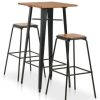 Table Haute Et Bar * | Meilleure Vente Hommoo Mobilier De Bar 3 Pcs Acier Noir Et Marron Hdv19631