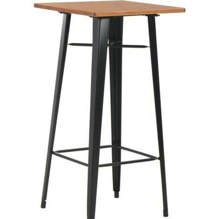 Table Haute Et Bar * | Meilleure Vente Hommoo Mobilier De Bar 3 Pcs Acier Noir Et Marron Hdv19631