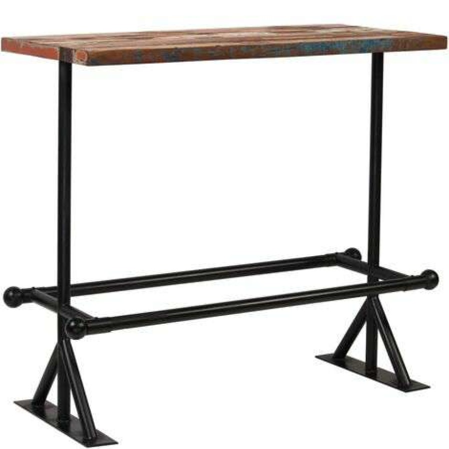 Table Haute Et Bar * | Nouveau Topdeal Table De Bar Bois Massif Recycle Multicolore 120 X 60 X 107 Cm