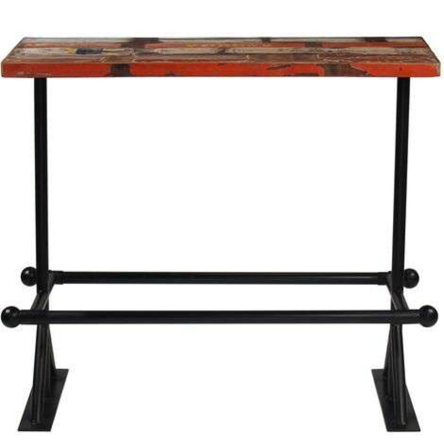 Table Haute Et Bar * | Nouveau Topdeal Table De Bar Bois Massif Recycle Multicolore 120 X 60 X 107 Cm