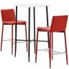 Table Haute Et Bar * | Nouveau Hommoo Ensemble De Bar 3 Pcs Similicuir Rouge Hdv22145