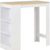 Table Haute Et Bar * | Grosses Soldes Supermarket Table De Bar Avec Etagere Blanc 110X50X103 Cm Suhb-280215