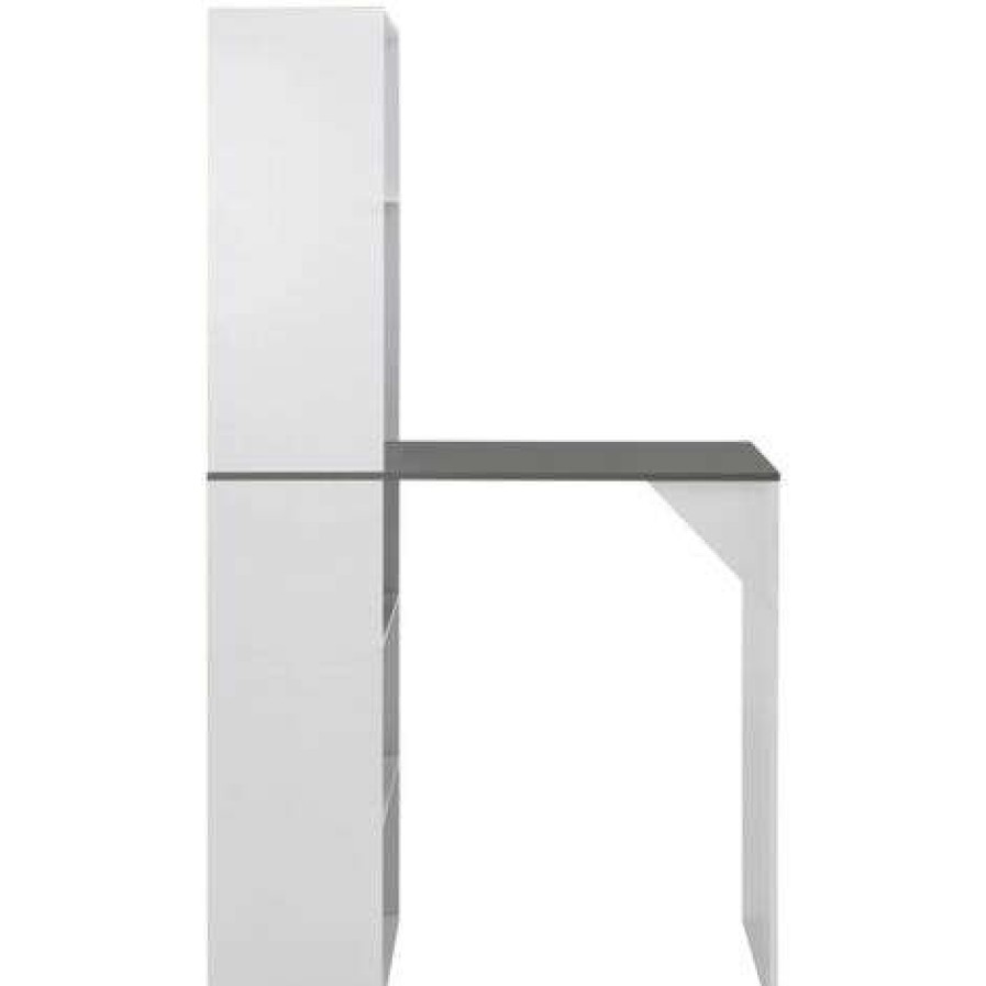 Table Haute Et Bar * | Meilleure Affaire Supermarket Table De Bar Avec Armoire 115X59X200 Cm Blanc Et Gris