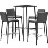 Table Haute Et Bar * | Acheter Hommoo Ensemble De Bar 5 Pcs Similicuir Gris Hdv22093