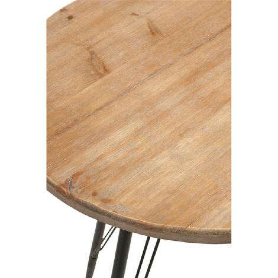 Table Haute Et Bar * | Meilleure Affaire Hellin Table De Bar Ronde En Bois Et Metal Bistro Bois Clair