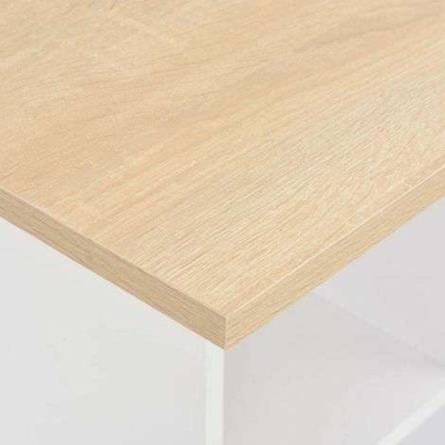 Table Haute Et Bar * | Budget Topdeal Table De Bar Blanc Et Chene Sonoma 60X60X110 Cm