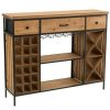 Table Haute Et Bar * | Remise Paris Prix Meuble De Bar 3 Tiroirs Armoire 121Cm Naturel