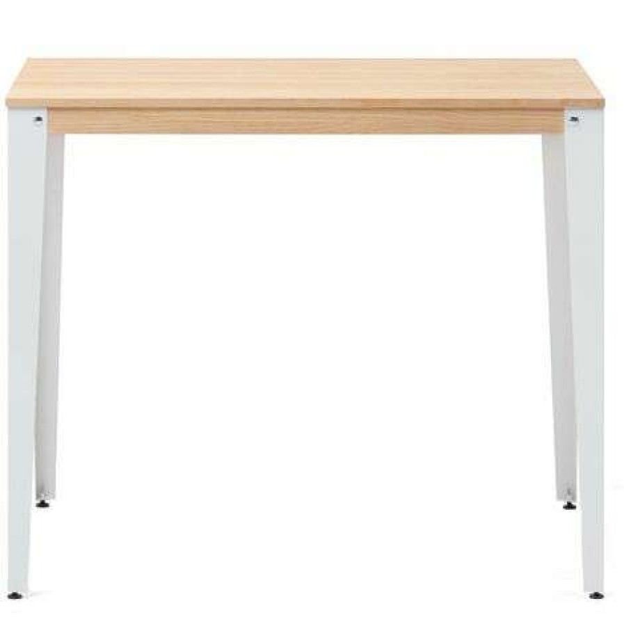 Table Haute Et Bar * | Sortie Table Mange Debout Lunds 60X100X110Cm Blanc-Naturel. Box Furniture Blanc