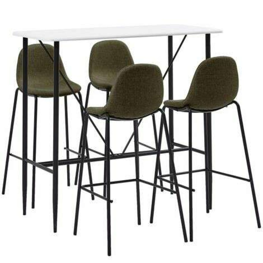 Table Haute Et Bar * | Meilleure Affaire Hommoo Ensemble De Bar 5 Pcs Tissu Marron Hdv22048