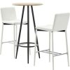 Table Haute Et Bar * | Meilleur Prix Hommoo Ensemble De Bar 3 Pcs Similicuir Blanc Hdv33092