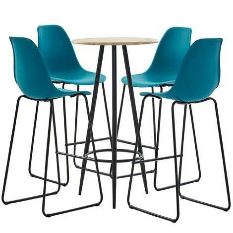 Table Haute Et Bar * | Les Meilleures Critiques De Asupermall Ensemble De Bar 5 Pcs Plastique Turquoise