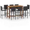 Table Haute Et Bar * | Remise Youthup Ensemble De Bar De Jardin 9 Pcs Noir Noir