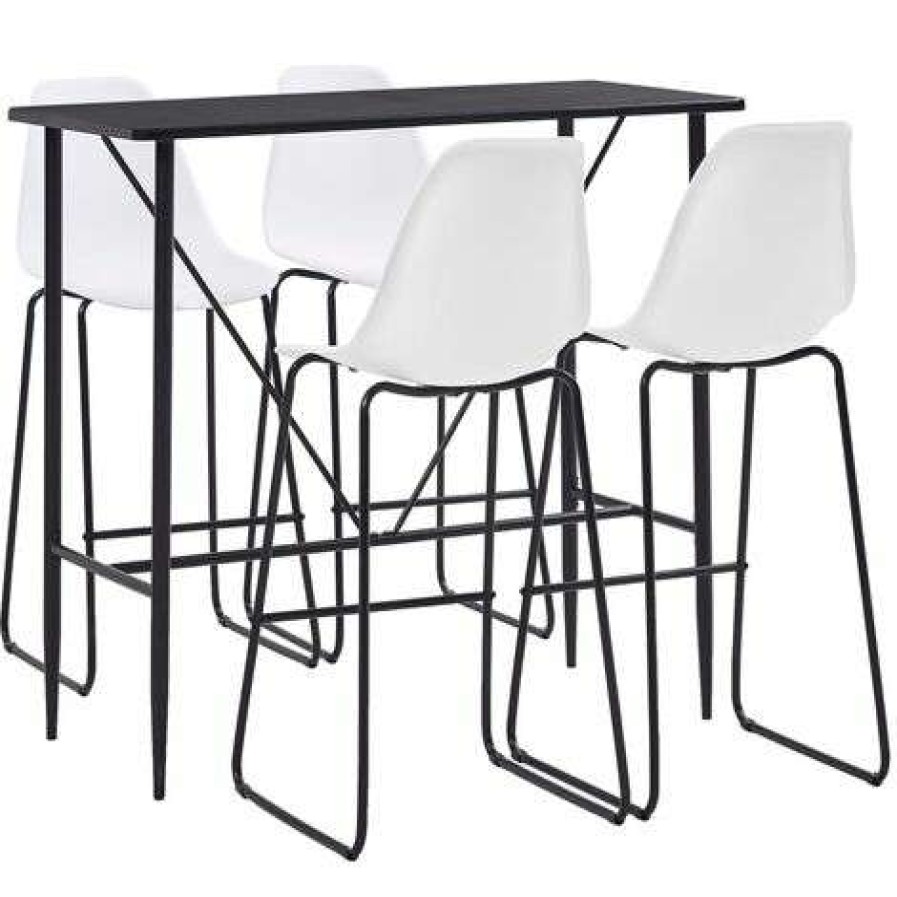 Table Haute Et Bar * | Offres True Deal Ensemble De Bar 5 Pcs Plastique Blanc