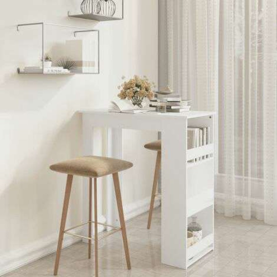 Table Haute Et Bar * | Coupon Inlife Table De Bar Avec Rangement Blanc 102X50X103,5 Cm Agglomere Blanc