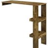 Table Haute Et Bar * | Bon Marche Helloshop26 Table De Bar Design Rangement Bistrot Murale 120 Cm Effet Bois Fonce Bois