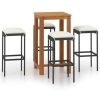 Table Haute Et Bar * | Promo Hommoo Ensemble De Bar De Jardin Avec Coussins 5 Pcs Noir