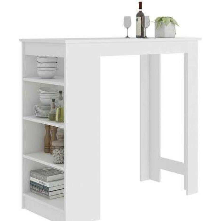 Table Haute Et Bar * | Le Moins Cher Akord Table De Bar Pour Le Tabouret Blanche 115 Cm Couleur Blanc Mat 115X50X103 Cm