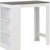 Table Haute Et Bar * | Meilleure Affaire Happyshopping Table De Bar Avec Etagere Blanc 110X50X103 Cm