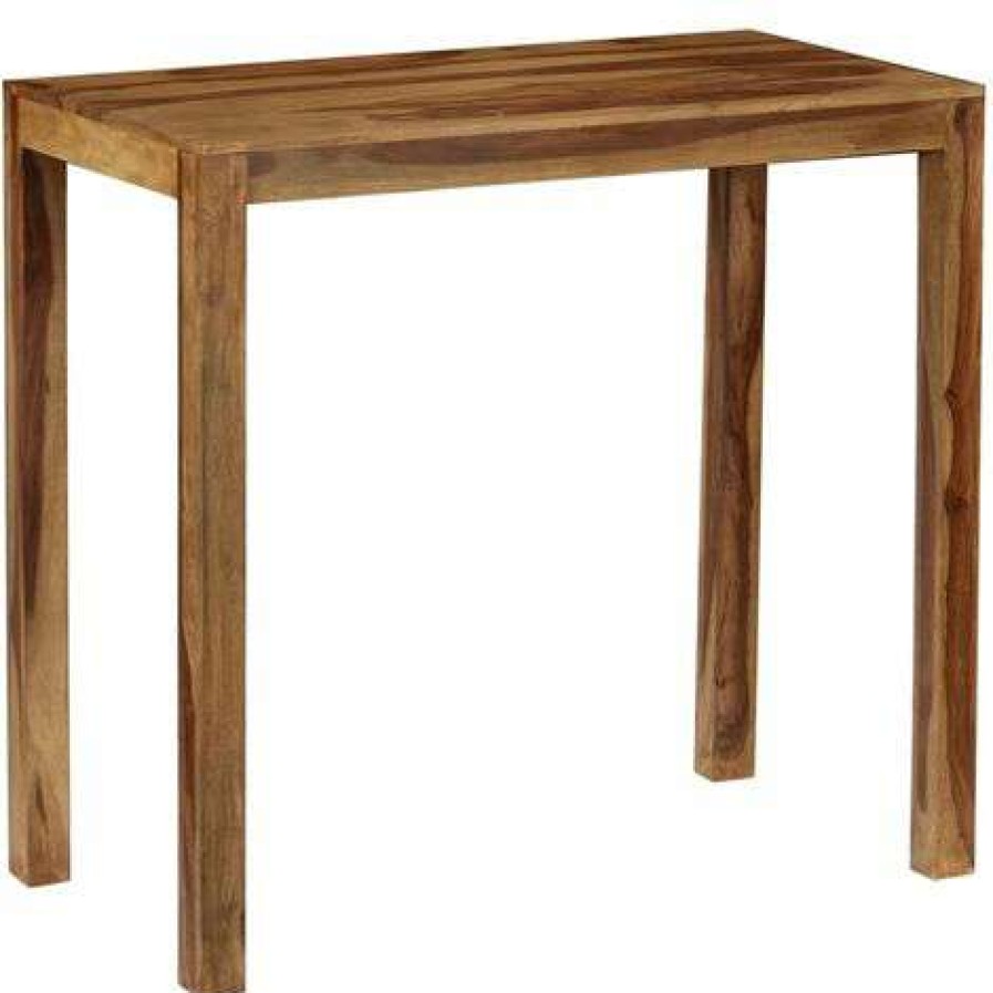 Table Haute Et Bar * | Acheter Topdeal Table De Bar Bois De Sesham Massif 118 X 60 X 107 Cm