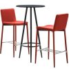 Table Haute Et Bar * | Sortie Hommoo Ensemble De Bar 3 Pcs Similicuir Rouge Hdv21892