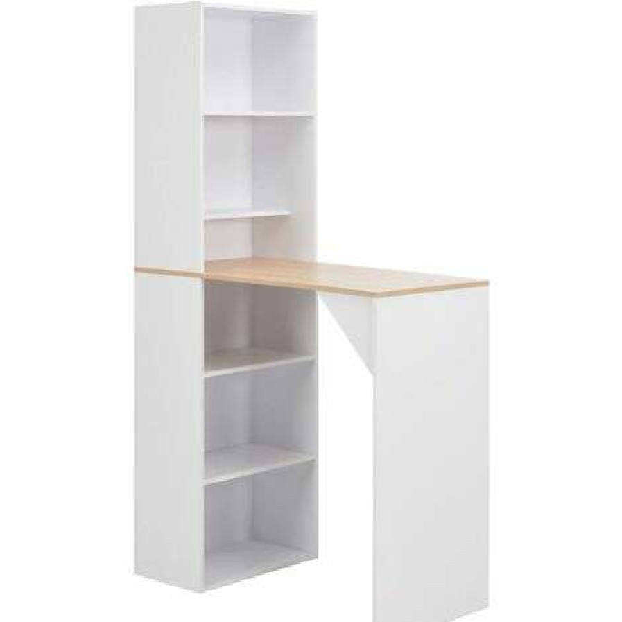 Table Haute Et Bar * | Sortie True Deal Table De Bar Avec Armoire Blanc 115 X 59 X 200 Cm