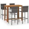 Table Haute Et Bar * | Meilleure Affaire Hommoo Ensemble De Bar De Jardin 5 Pcs Gris