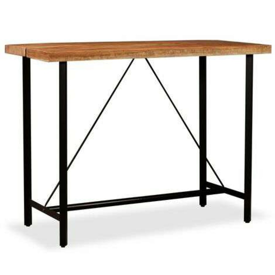 Table Haute Et Bar * | De Gros Helloshop26 Table Haute Mange Debout Bar Bistrot Bois Massif De Sesham 150 Cm Bois