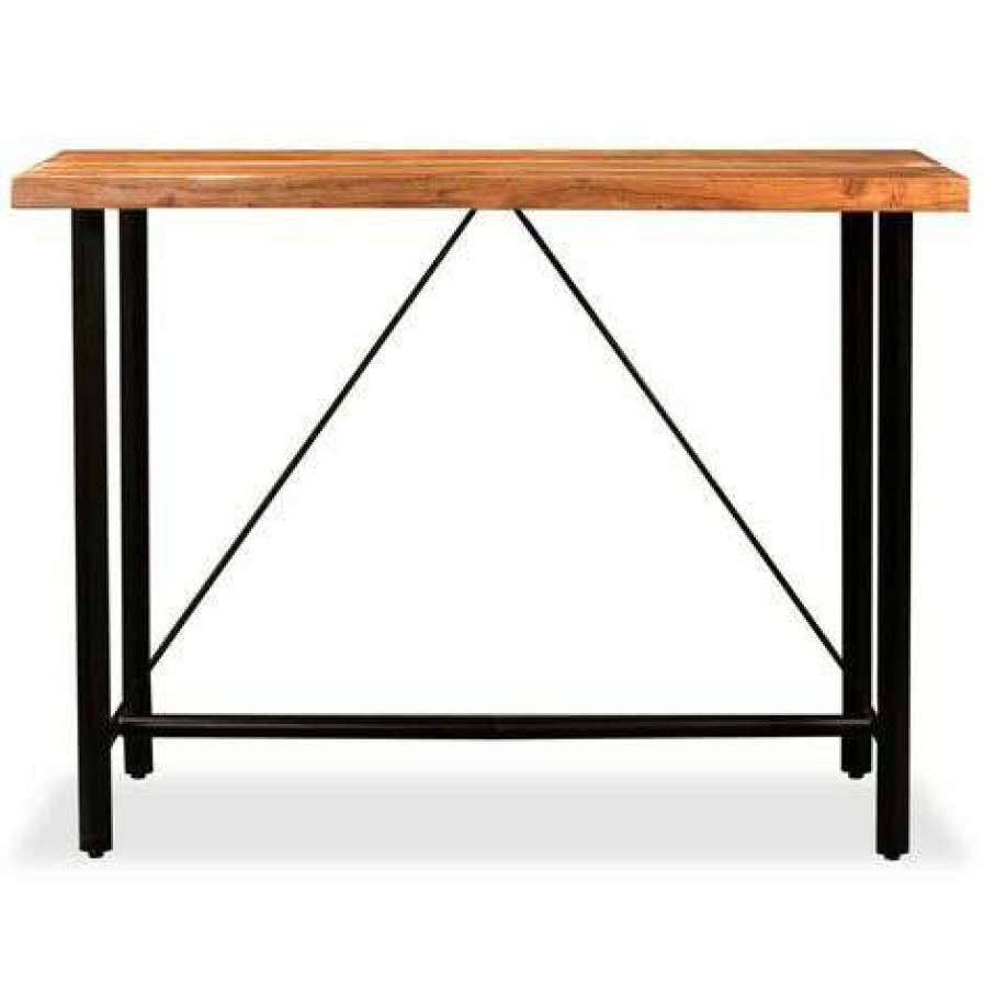 Table Haute Et Bar * | De Gros Helloshop26 Table Haute Mange Debout Bar Bistrot Bois Massif De Sesham 150 Cm Bois