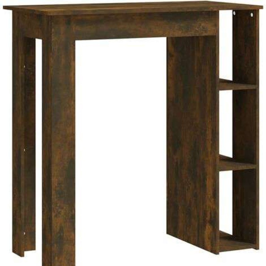 Table Haute Et Bar * | Meilleure Affaire True Deal Table De Bar Avec Etagere Chene Fume 102X50X103,5 Cm Agglomere