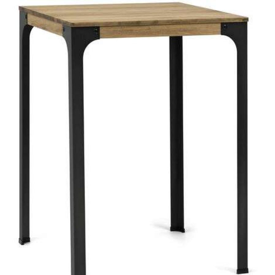 Table Haute Et Bar * | Les Meilleures Critiques De Box Furniture Table Mange Debout Bristol Style Industriel Vintage 70X110X108H Cm Noir