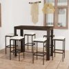 Table Haute Et Bar * | Top 10 True Deal Meuble De Bar De Jardin 7 Pcs Et Coussins Resine Tressee Marron