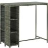 Table Haute Et Bar * | Sortie Hommoo Table De Bar Avec Rangement Gris 120X60X110 Cm Resine Tressee