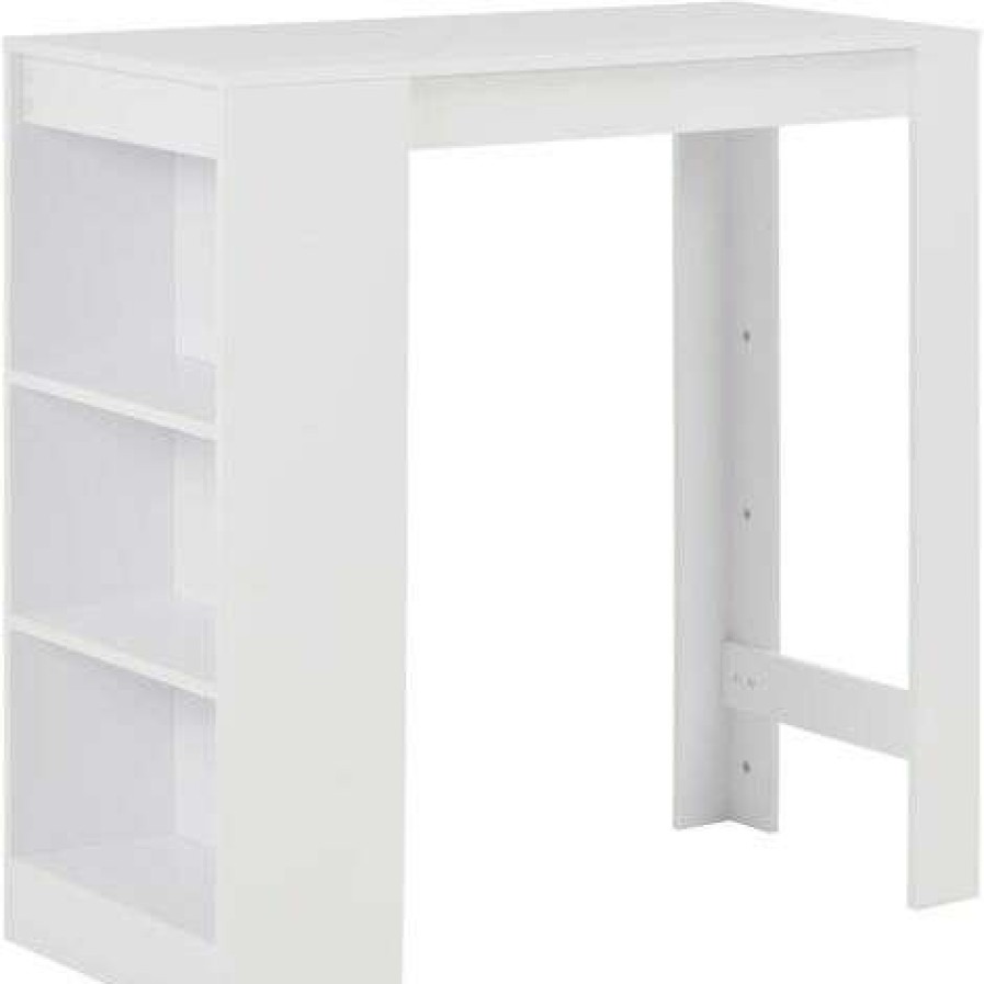 Table Haute Et Bar * | Offres Youthup Table De Bar Avec Etagere Blanc 110X50X103 Cm