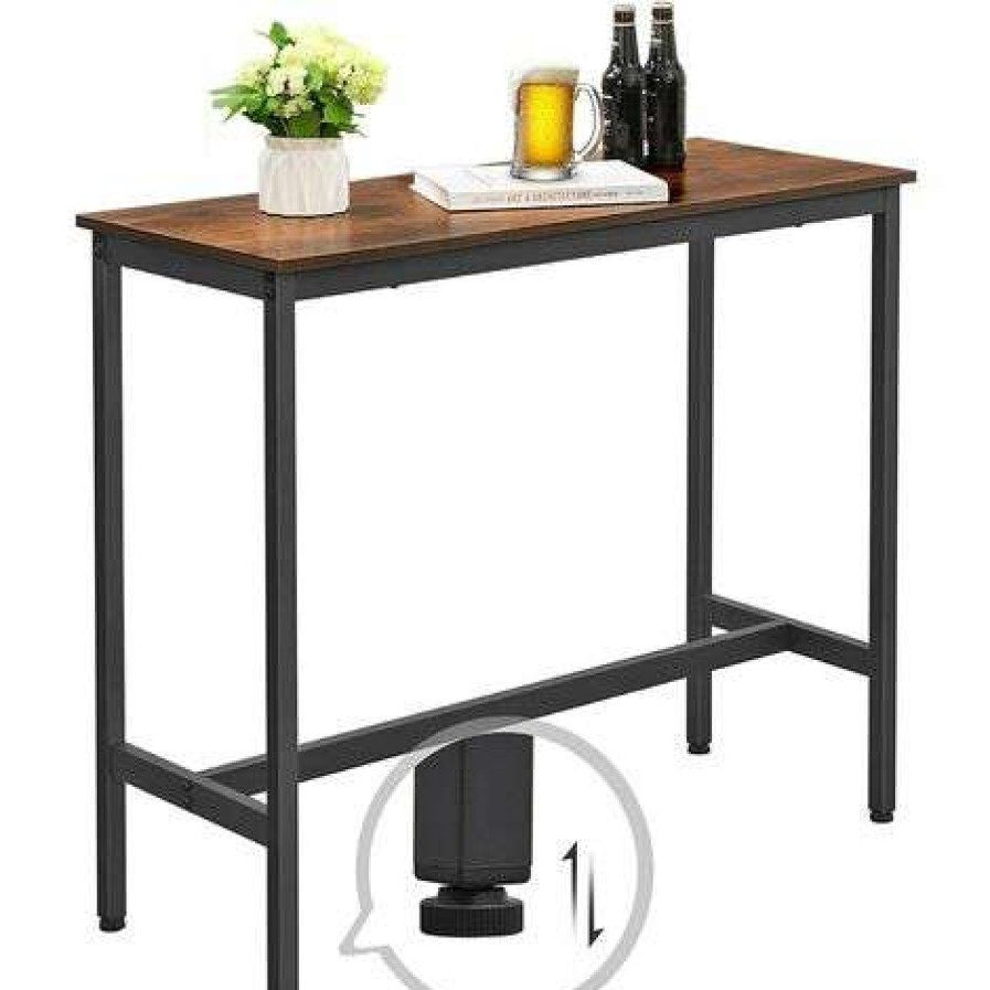 Table Haute Et Bar * | Top 10 Vasagle Table De Bar, Table Haute Fine, Table De Cuisine, Table De Salle A Manger, Avec Cadre Metallique Robuste, 100 X 40 X 90 Cm, Montage Facile, Style Industriel, Marron Rustique Et Noir Par Songmics Lbt10X Marron Rustique Et Noir