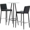 Table Haute Et Bar * | Meilleur Prix Topdeal Ensemble De Bar 3 Pcs Similicuir Gris