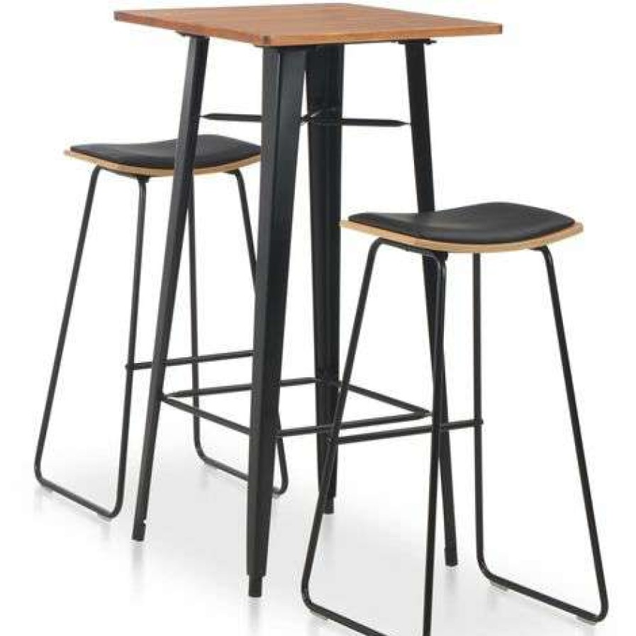 Table Haute Et Bar * | Sortie Asupermall Mobilier De Bar 3 Pcs Acier Noir