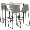 Table Haute Et Bar * | Meilleure Vente Hommoo Ensemble De Bar 5 Pcs Plastique Gris Hdv22054