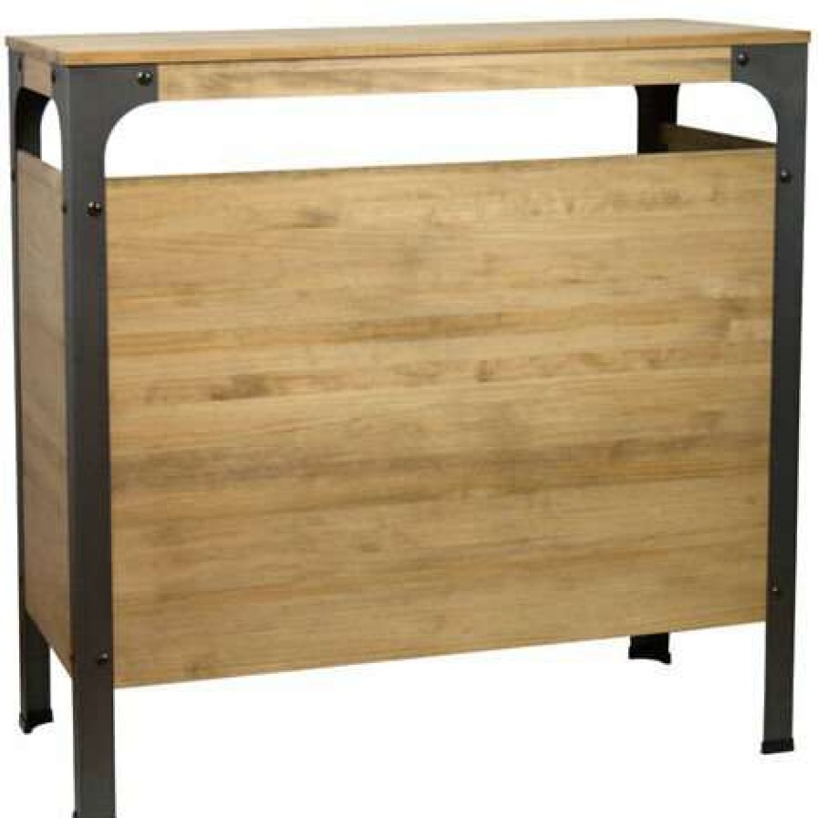 Table Haute Et Bar * | Top 10 Box Furniture Comptoir Commerce Ou Bar Bristol. Industriel Vintage 140X39X108 Cm Noir