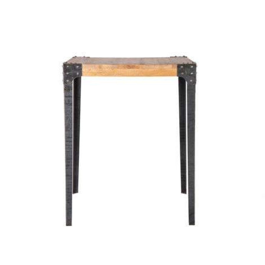 Table Haute Et Bar * | Top 10 Miliboo Table Haute Industrielle Carree En Manguier Massif Et Metal Madison Bois Clair / Noir